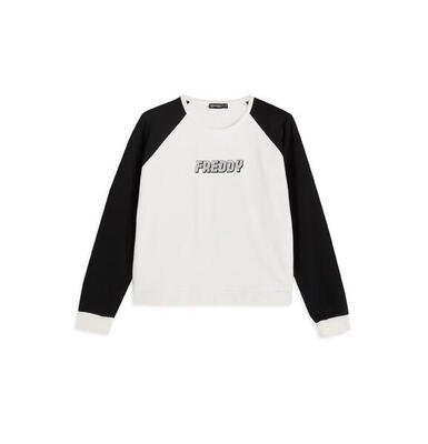 Felpa cropped bicolore con maniche raglan