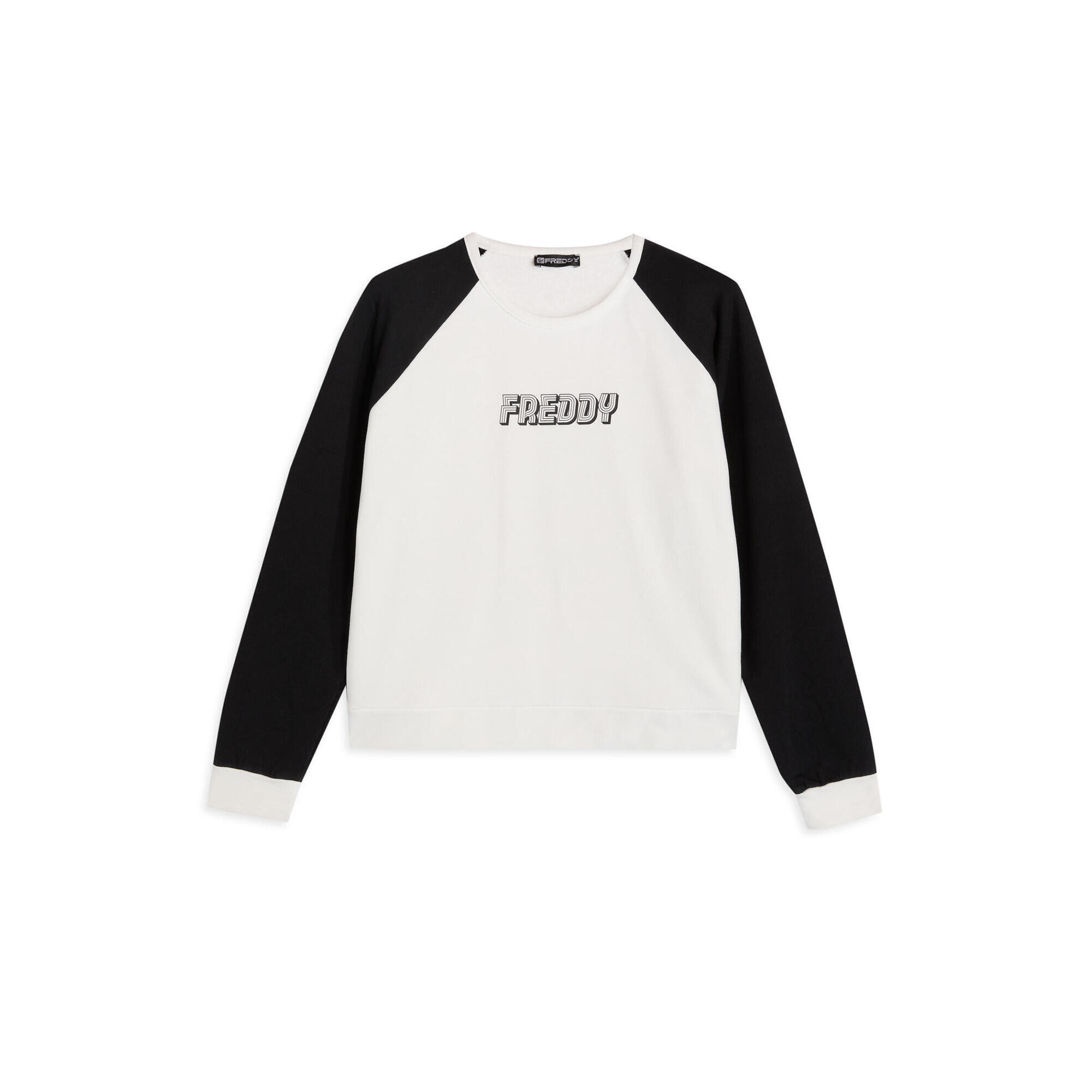 Freddy - Sweat-shirt Cropped Bicolore Avec Manches Raglan - Sweat-shirt - Blanc|noir - Decathlon