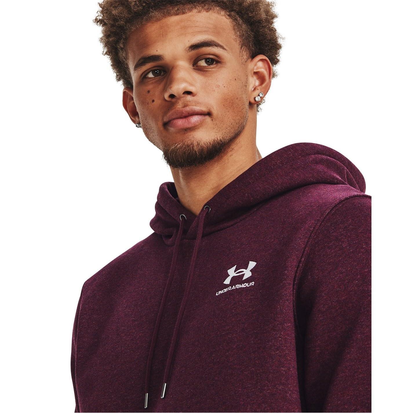 Felpa con cappuccio Under Armour Essential Fleece uomo — Marrone scuro S 5/5