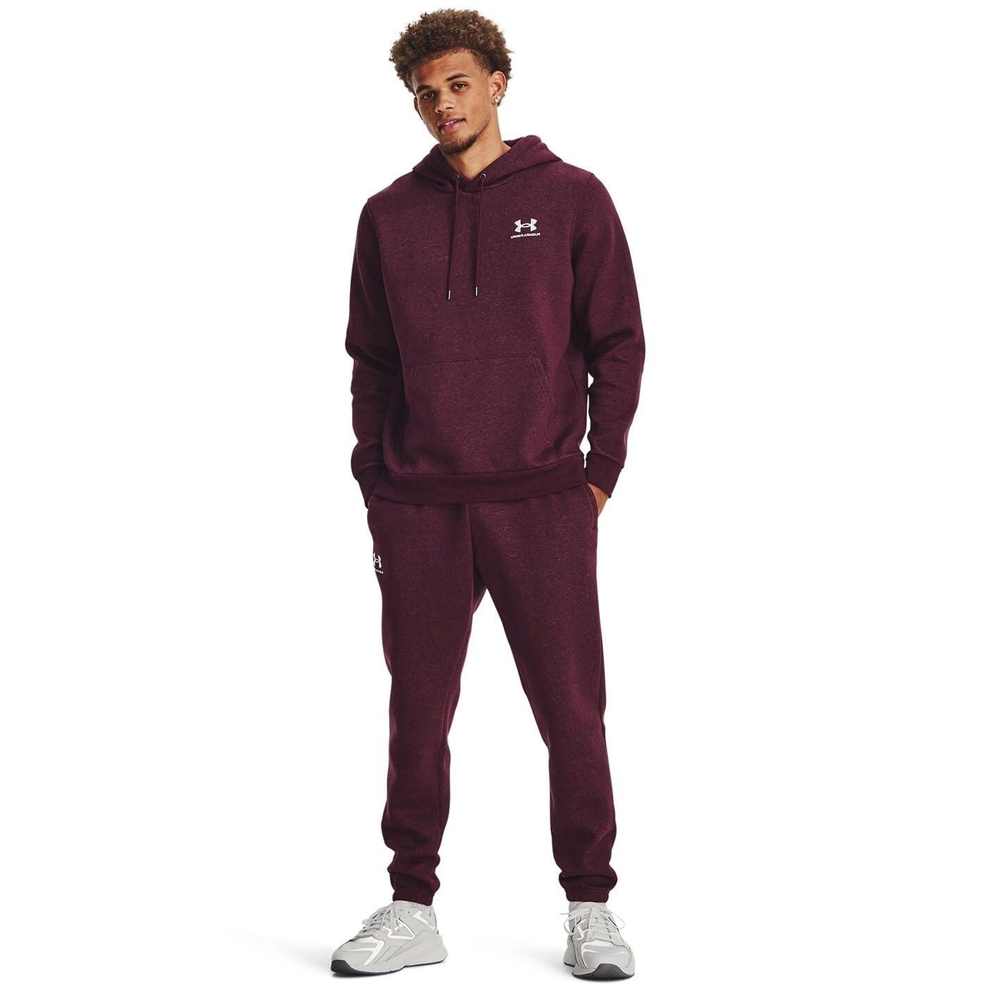 Felpa con cappuccio Under Armour Essential Fleece uomo — Marrone scuro S 4/5