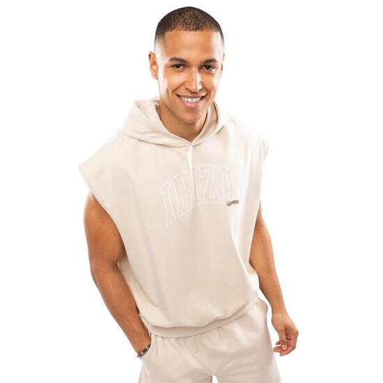 Sweat à capuche sans manches en tissu scuba homme Lifestyle IBZ Swish Ivory Bla