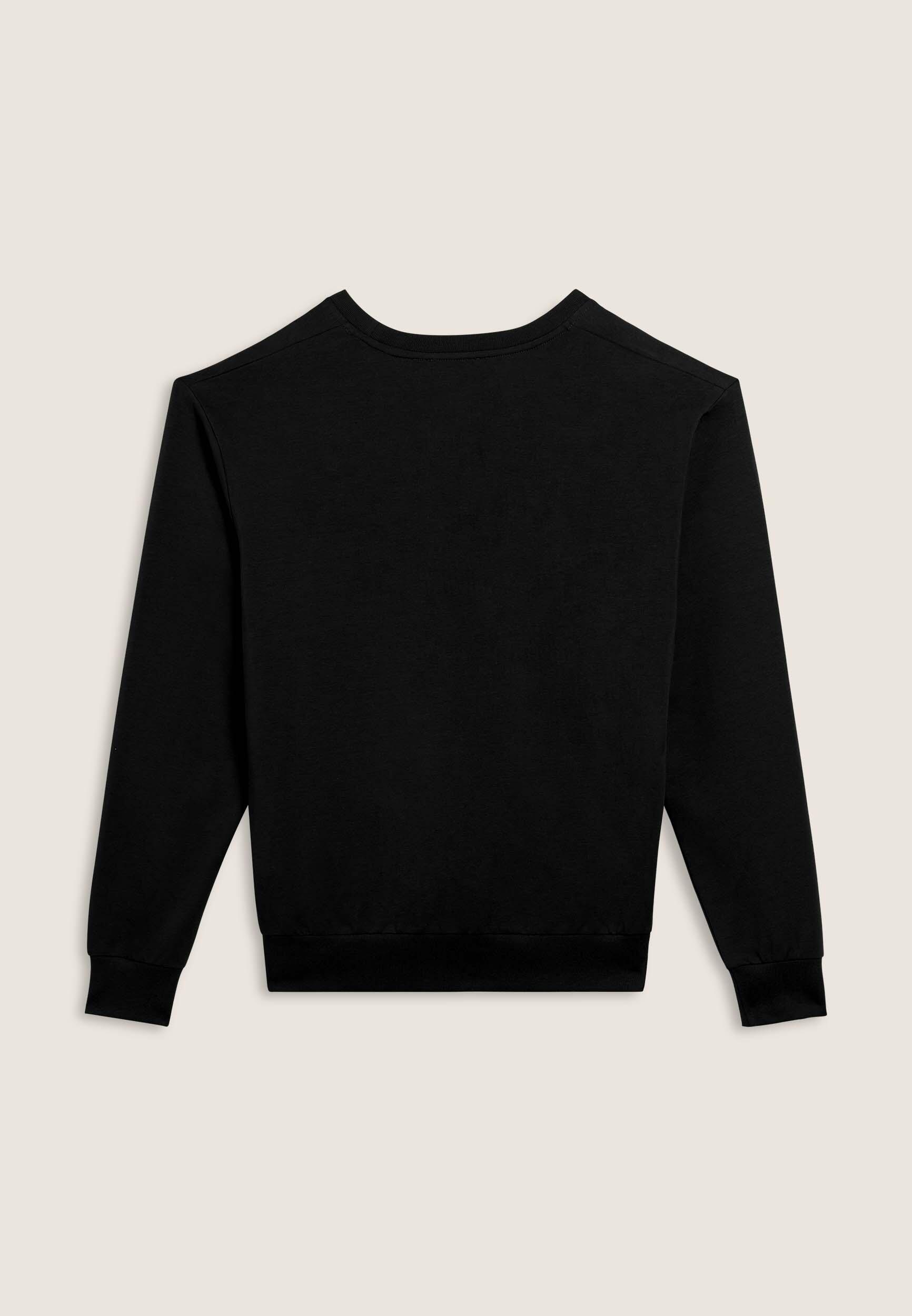 Sweat-shirt à col rond en tissu interlock avec logo maxi sur la manche 3/3