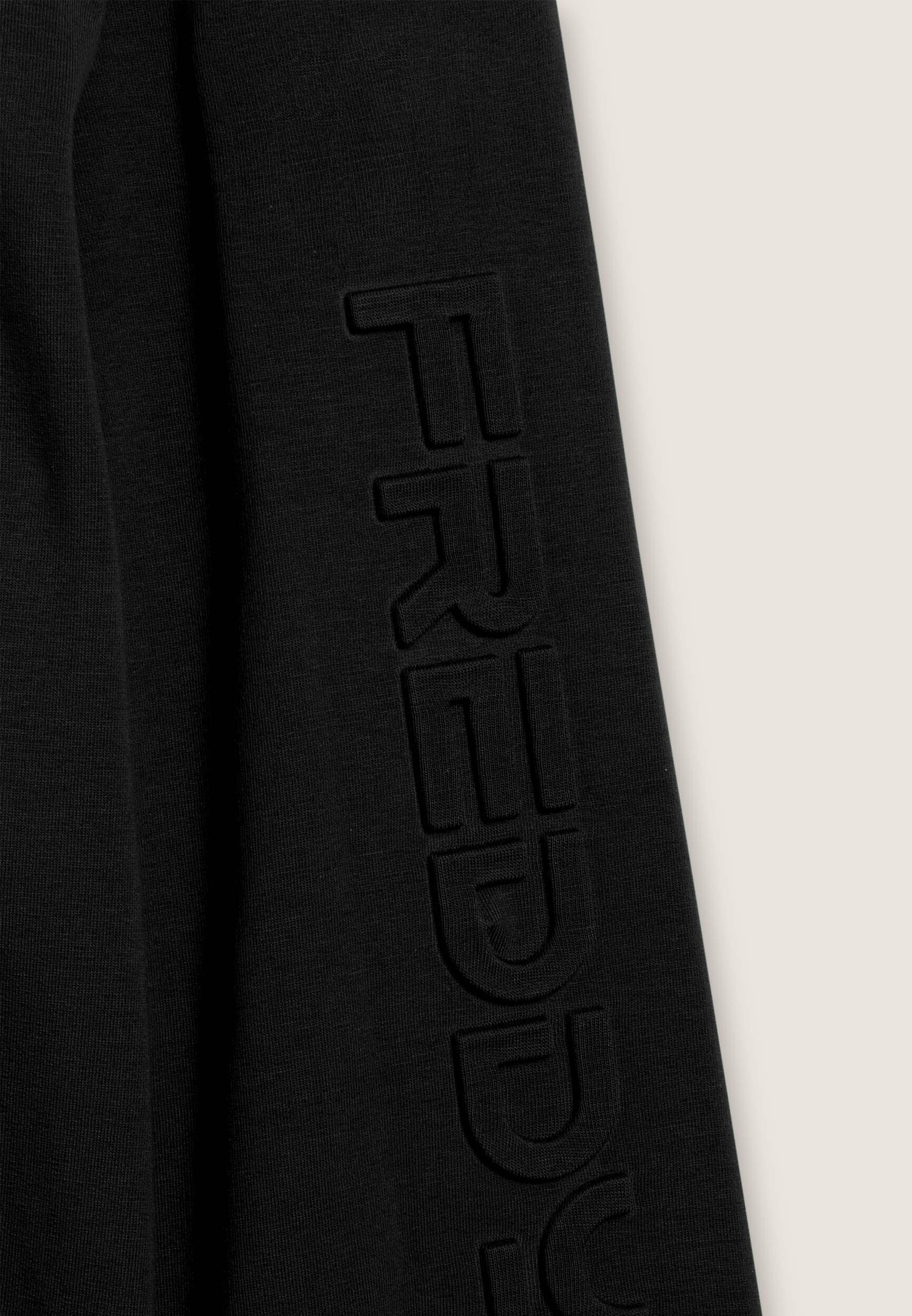 Sweat-shirt à col rond en tissu interlock avec logo maxi sur la manche 2/3