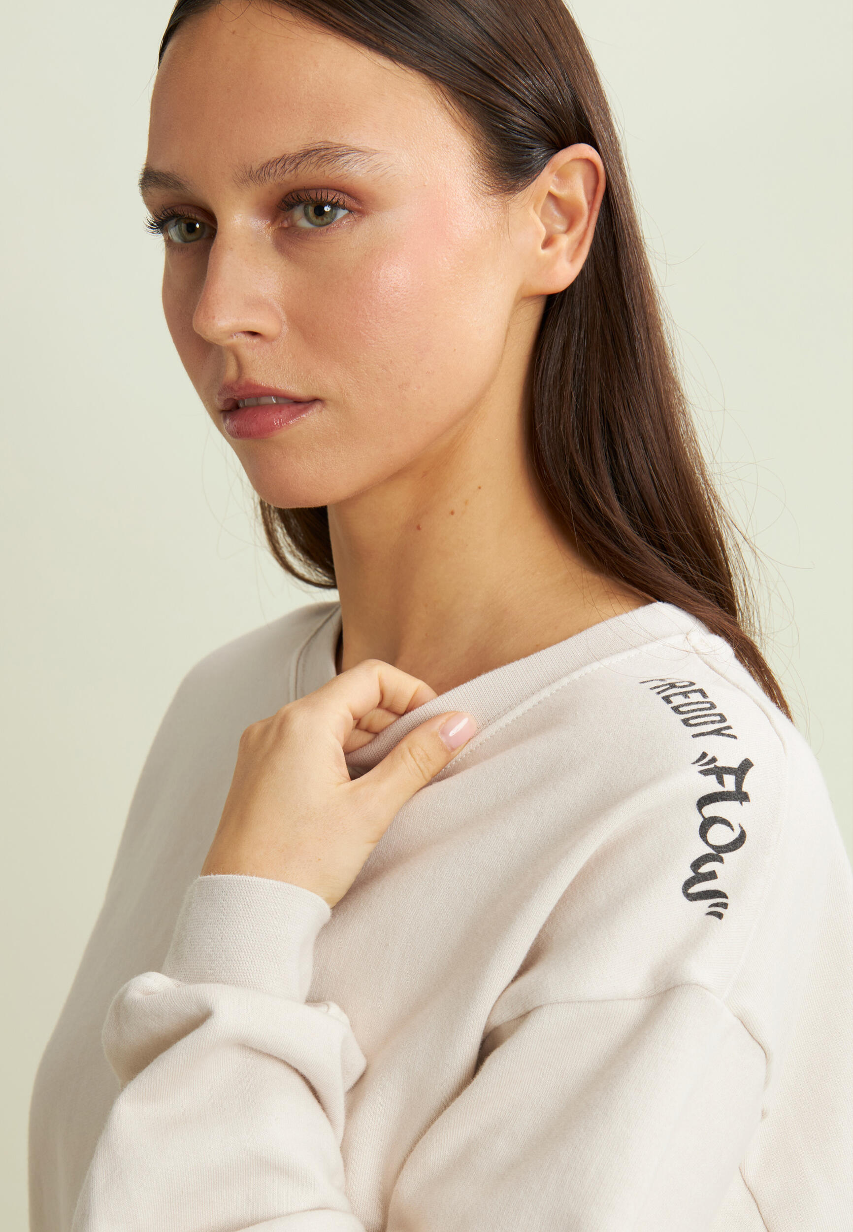 Felpa oversize cropped con stampa Flow sulla spalla 4/4