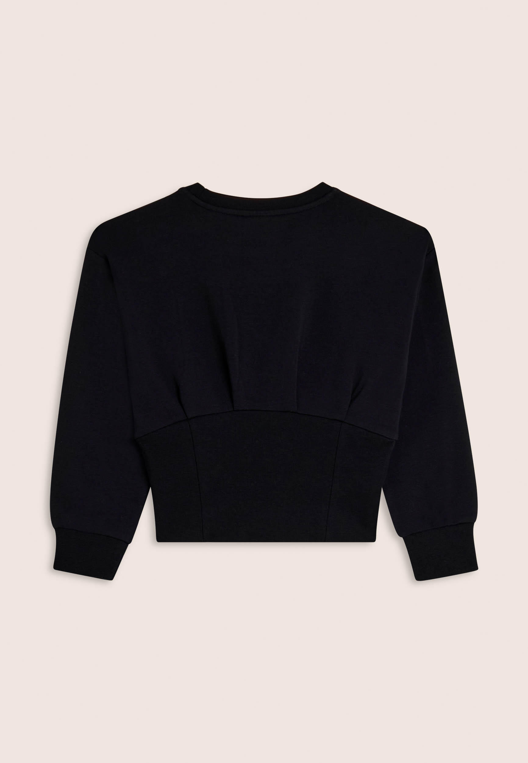 Sweat-shirt court pour fille avec large bande côtelée 2/3