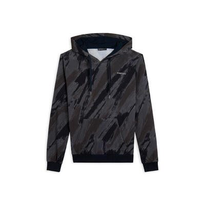 Felpa stampata all-over con cappuccio e marsupio