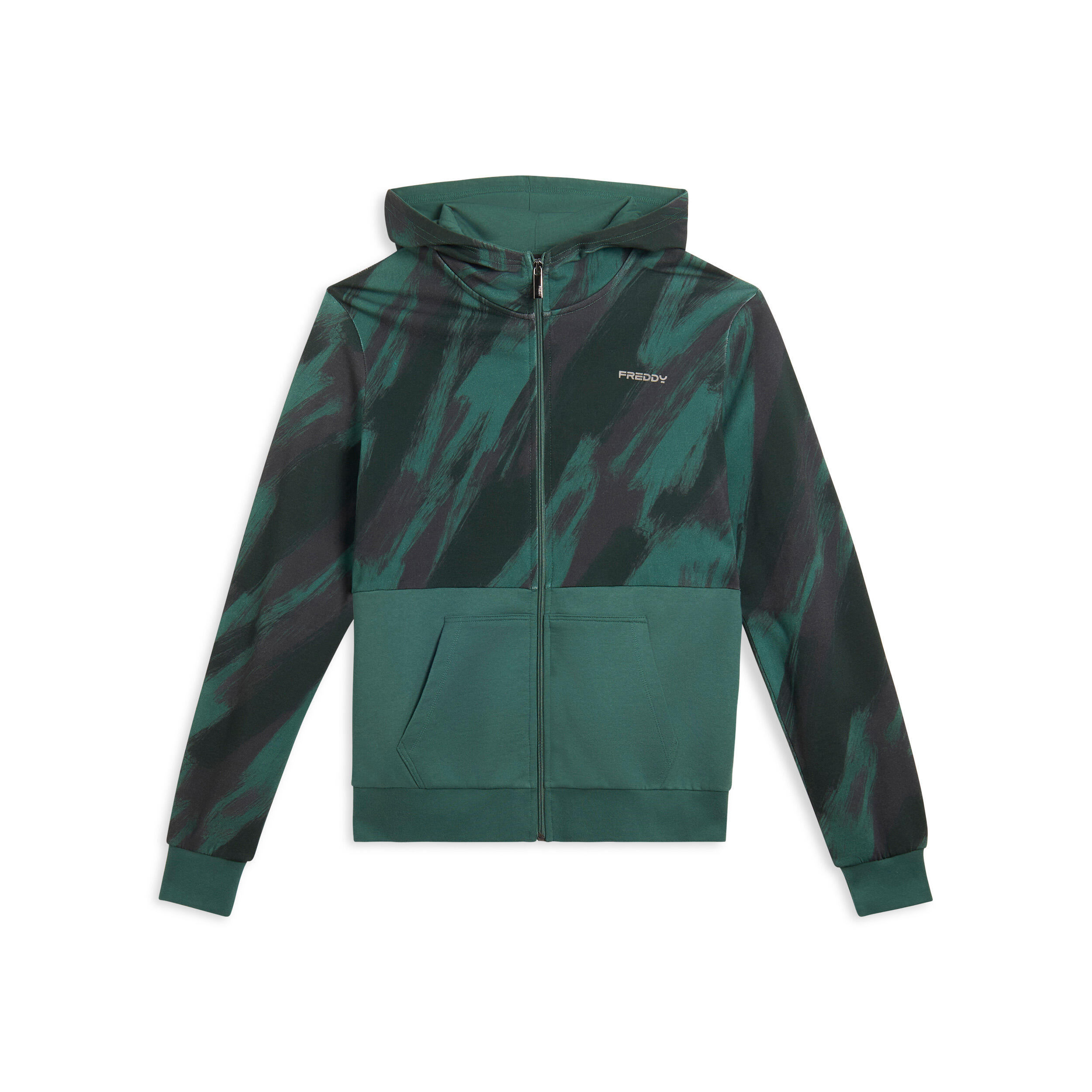 Freddy - Sweat-shirt Imprimé Avec Capuche Et Empiècements De Couleur Uniforme - Sweat-shirt - Vert - Decathlon