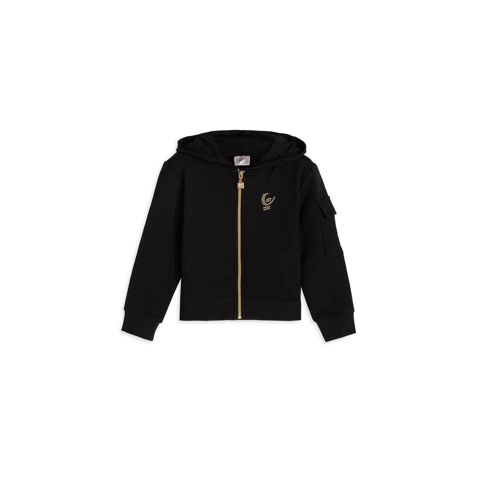 Freddy - Sweat-shirt Pour Fille Avec Fermeture À Glissière, Capuche Et Détails Dorés - Sweat Zippé - Noir - Decathlon