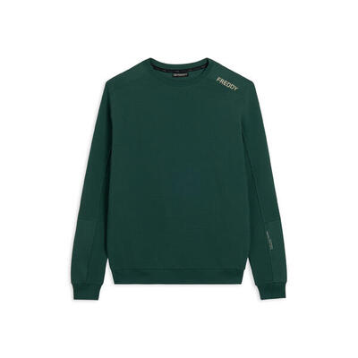 Felpa girocollo in tessuto rigato con stampa logo