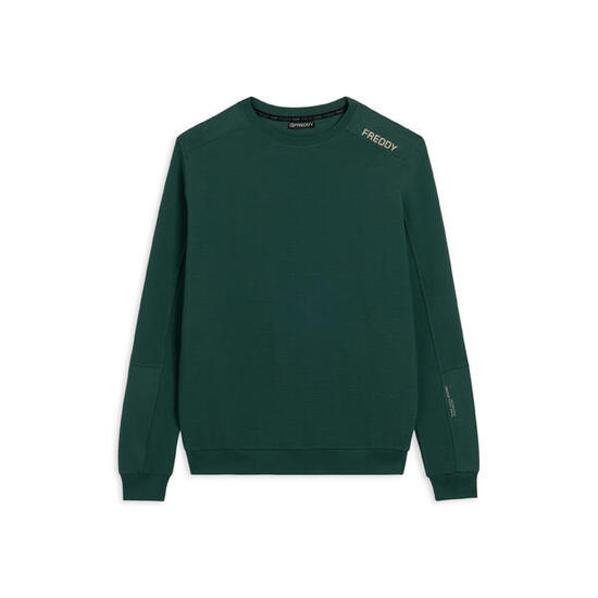 Felpa girocollo in tessuto rigato con stampa logo