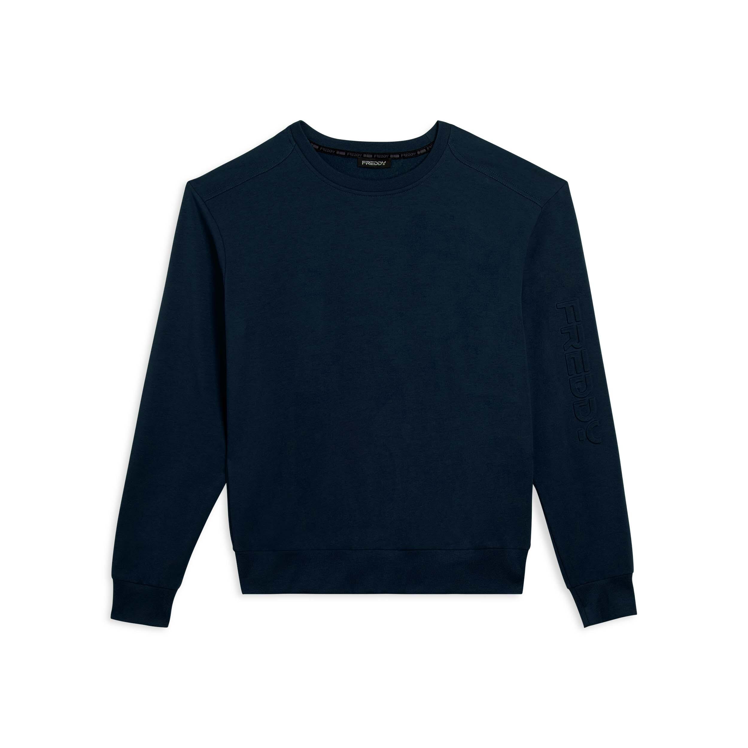 Freddy - Sweat-shirt À Col Rond En Tissu Interlock Avec Logo Maxi Sur La Manche - Sweat-shirt - Bleu - Decathlon