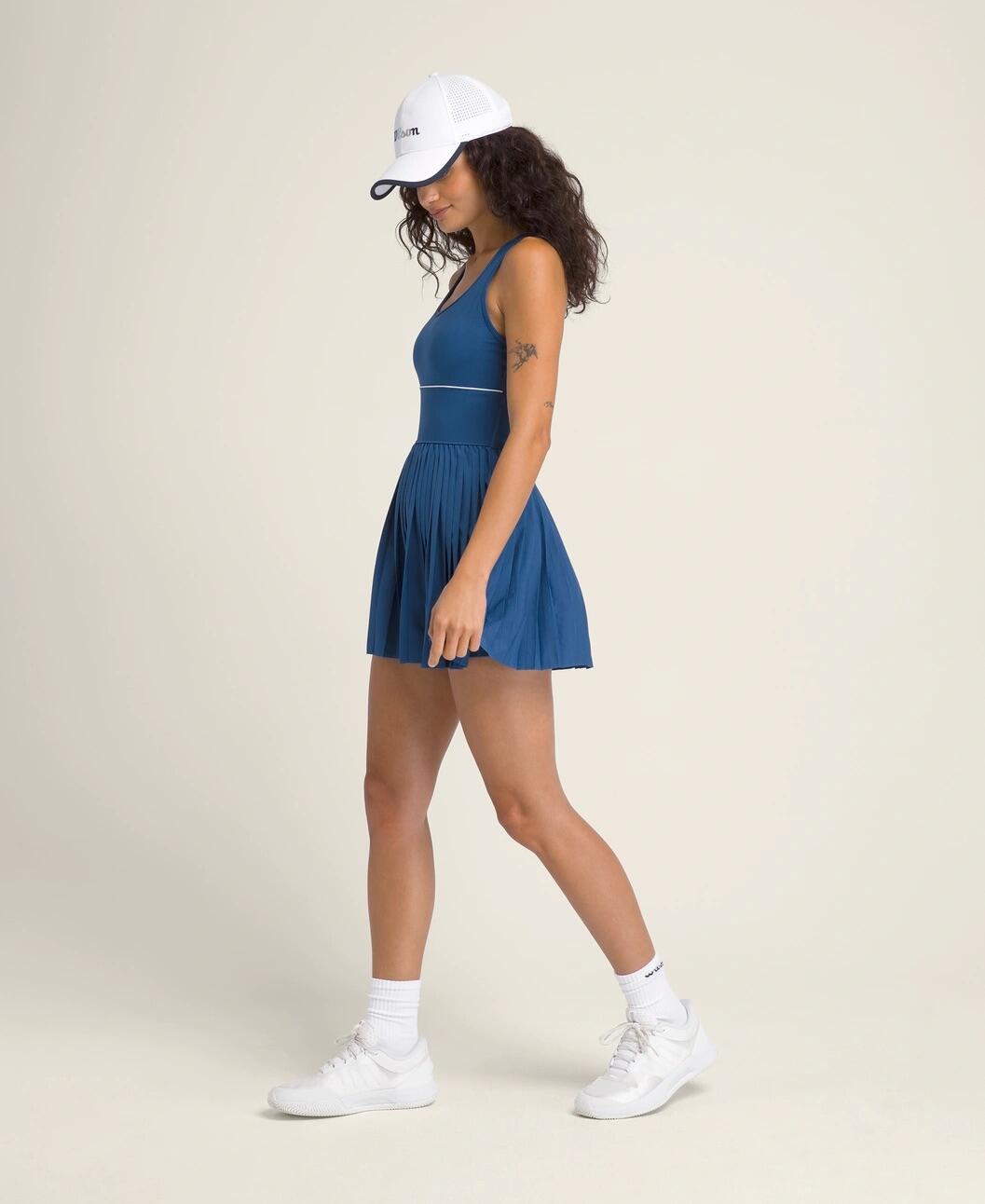 Robe de tennis Sportif Femme Court Bleu 3/4