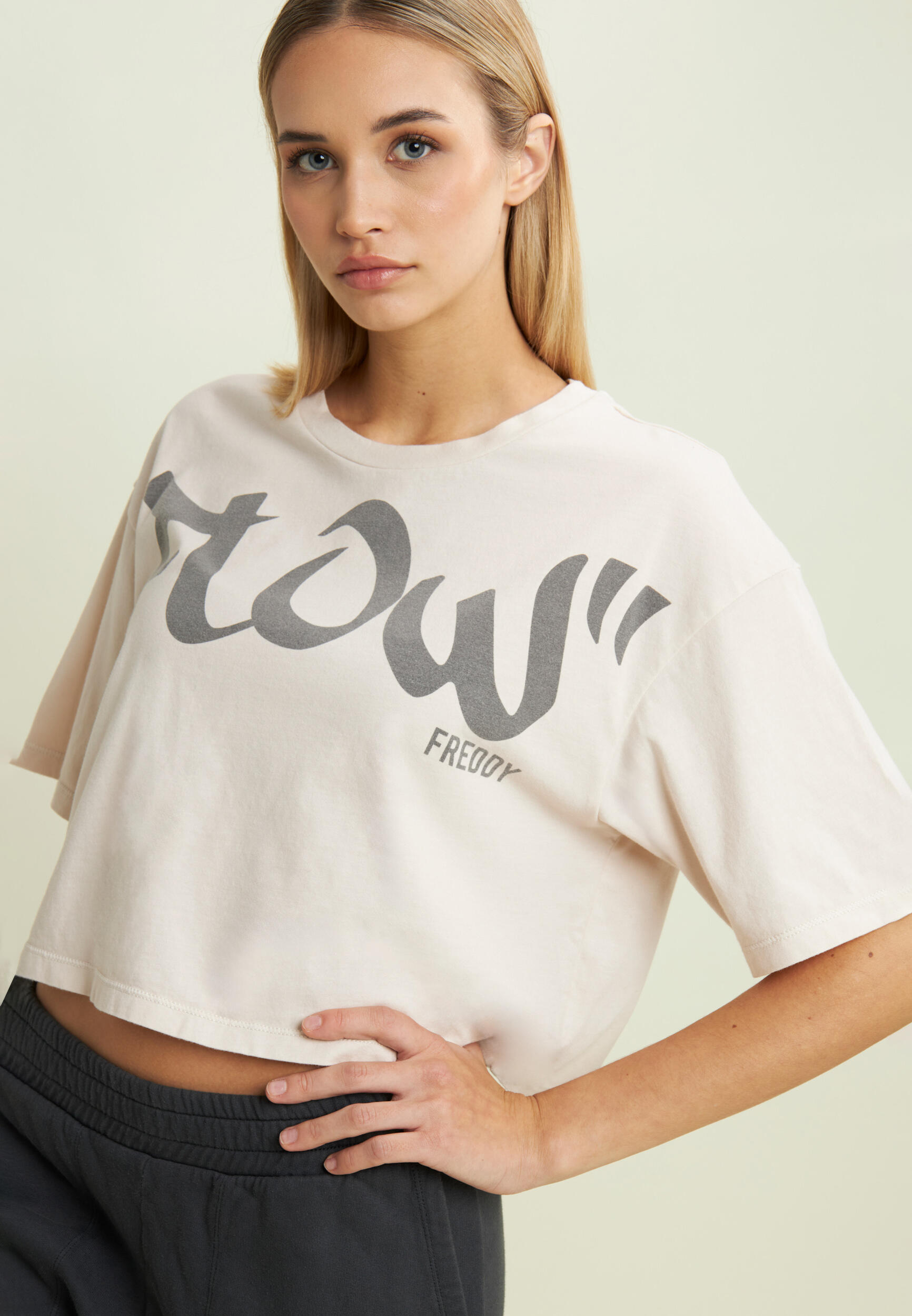 T-shirt cropped con stampa Flow centrale 4/4