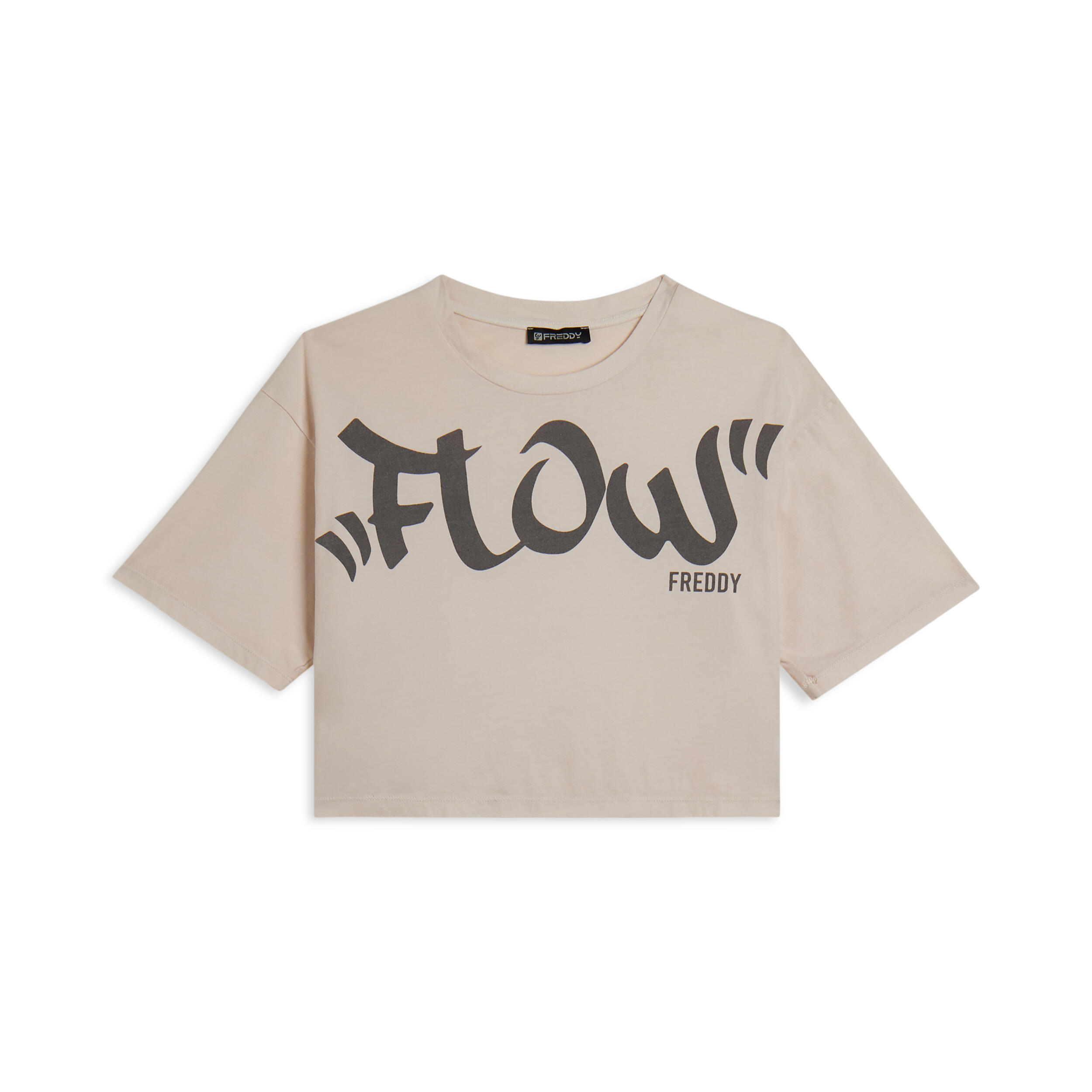 Freddy - T-shirt Coupe Cropped Avec Imprimé Central « flow » - T-shirt Crop Top - Beige - Decathlon