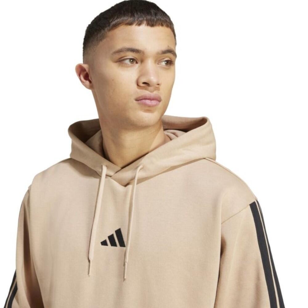Sudadera Casual Hombre Adidas M 3Stripes Fleece Hoodie  JX0695 Marrón 3/4