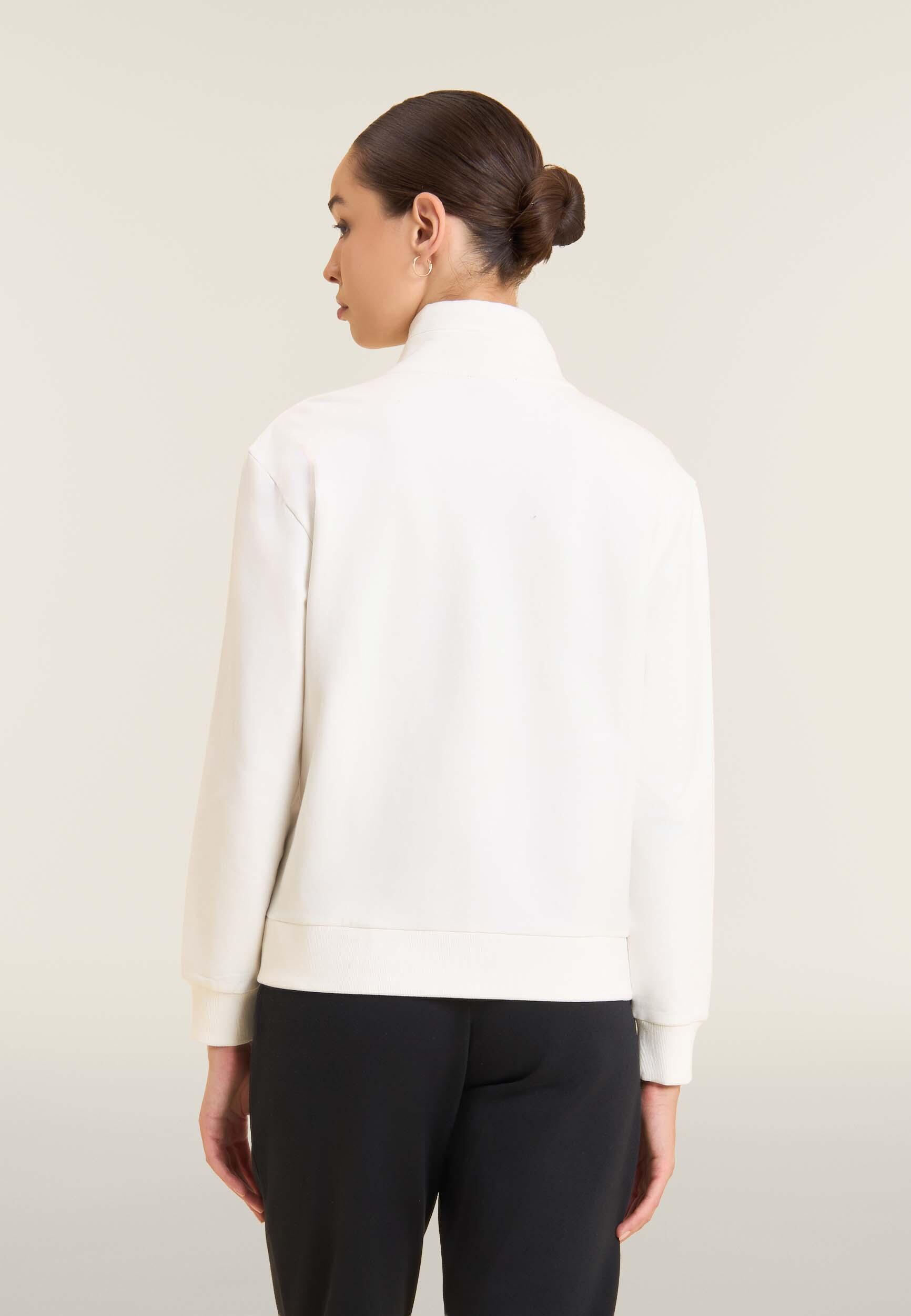 Felpa full zip con collo alto e bande logate 3/4