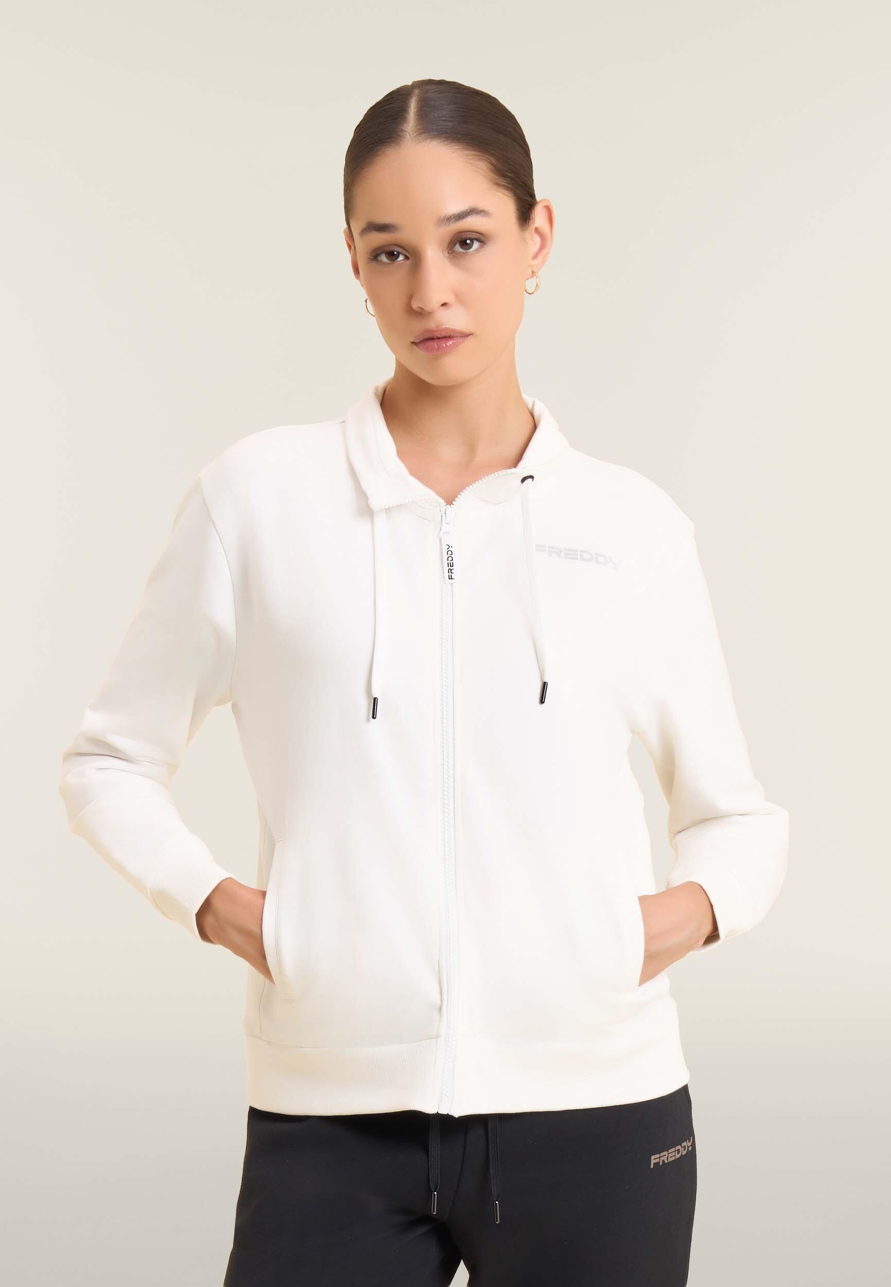 Felpa full zip con collo alto e bande logate 2/4