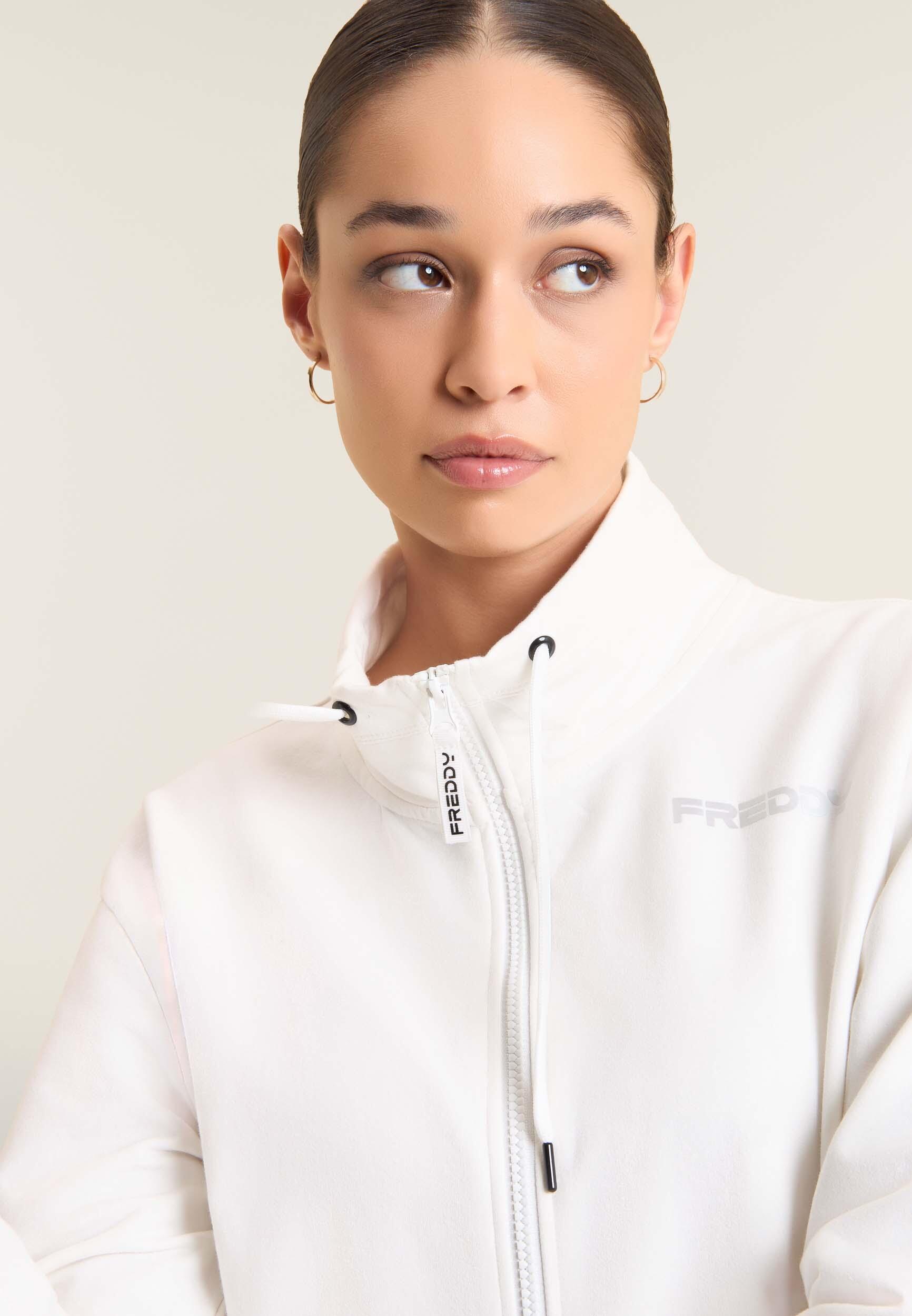 Felpa full zip con collo alto e bande logate 4/4