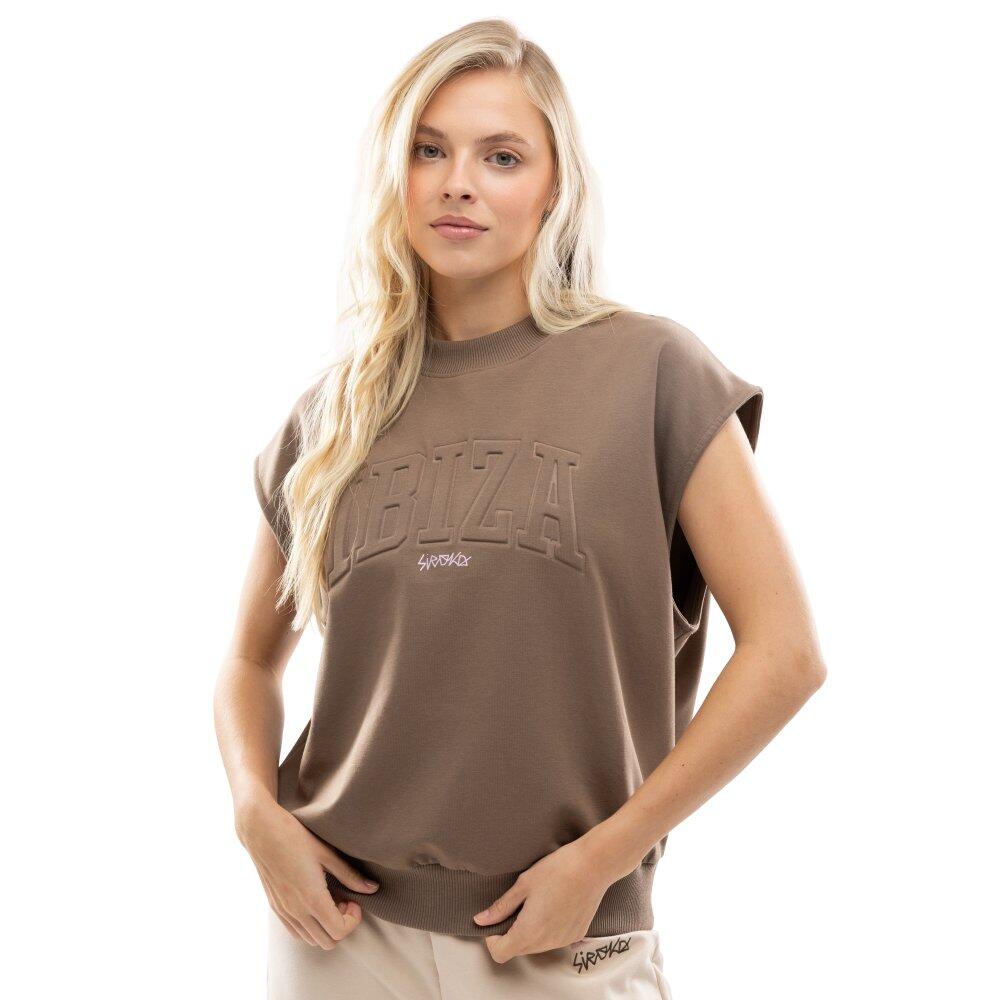 SIROKO Women Lifestyle ’s sleeveless scuba sweatshirt IBZ Tidal Brown Brown