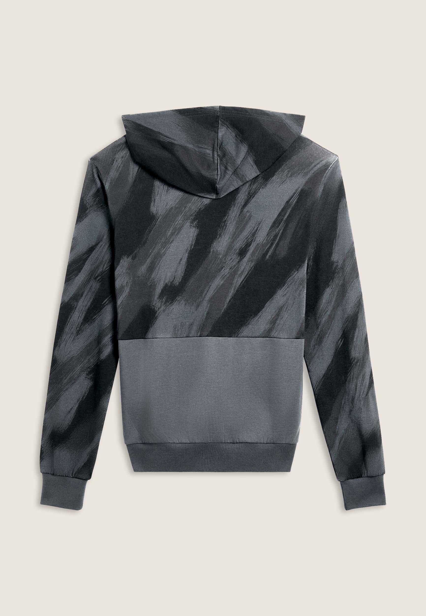 Sudadera estampada con capucha e inserciones en color liso 2/3