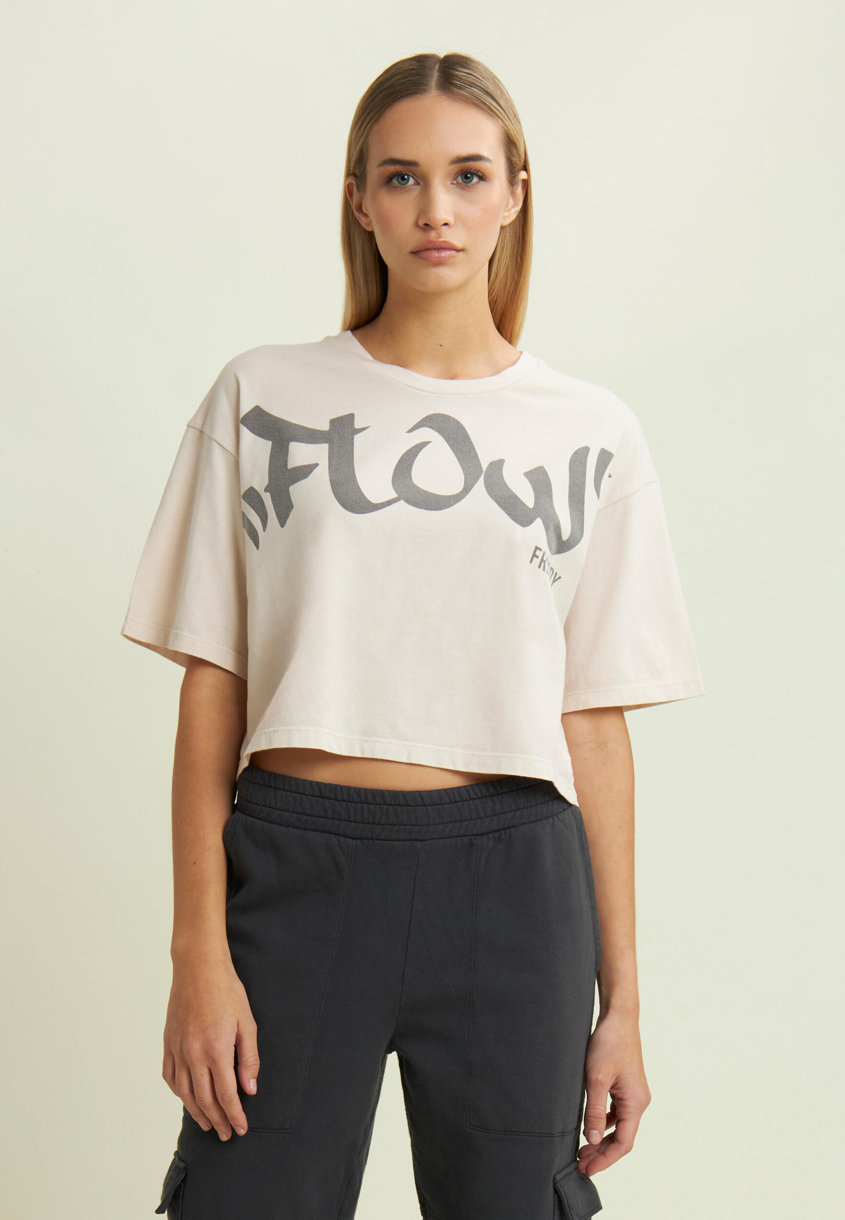 T-shirt cropped con stampa Flow centrale 2/4