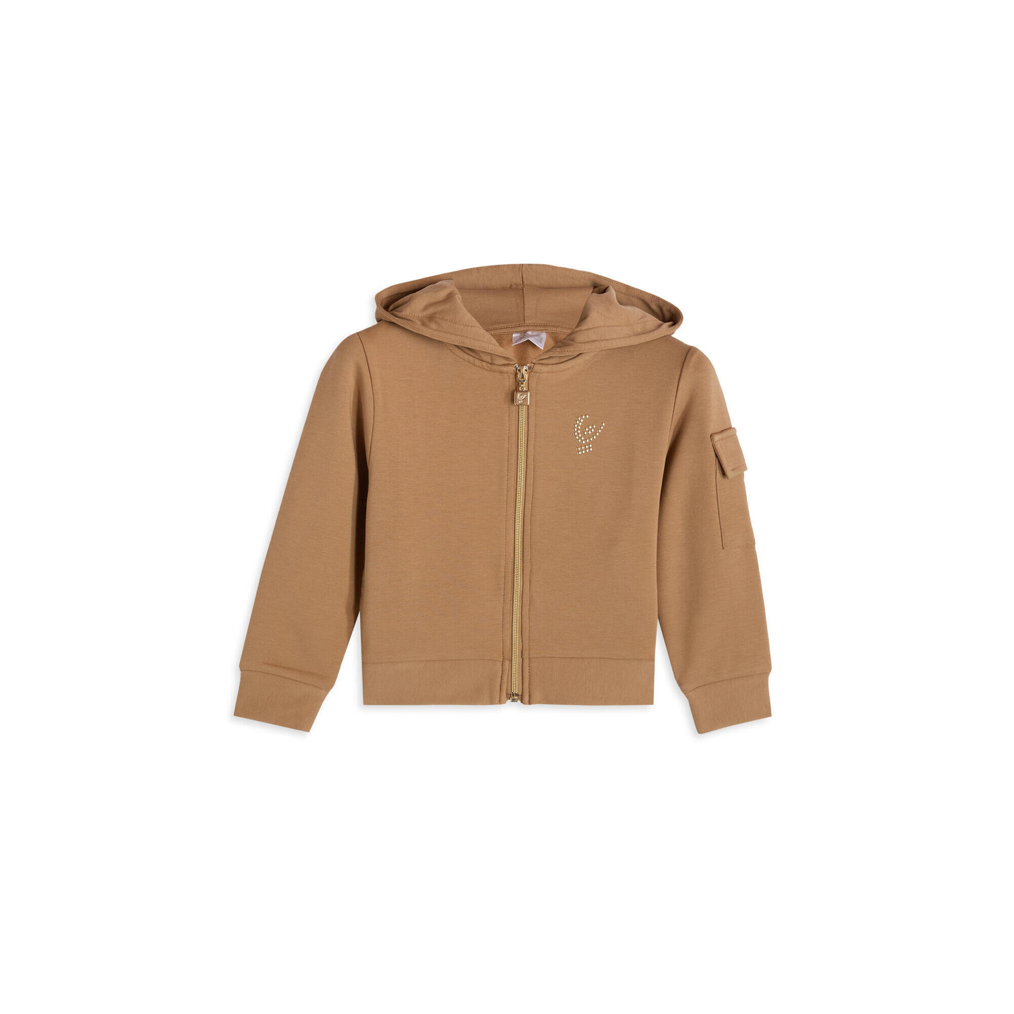 Freddy - Sweat-shirt Pour Fille Avec Fermeture À Glissière, Capuche Et Détails Dorés - Sweat Zippé - Marron - Decathlon
