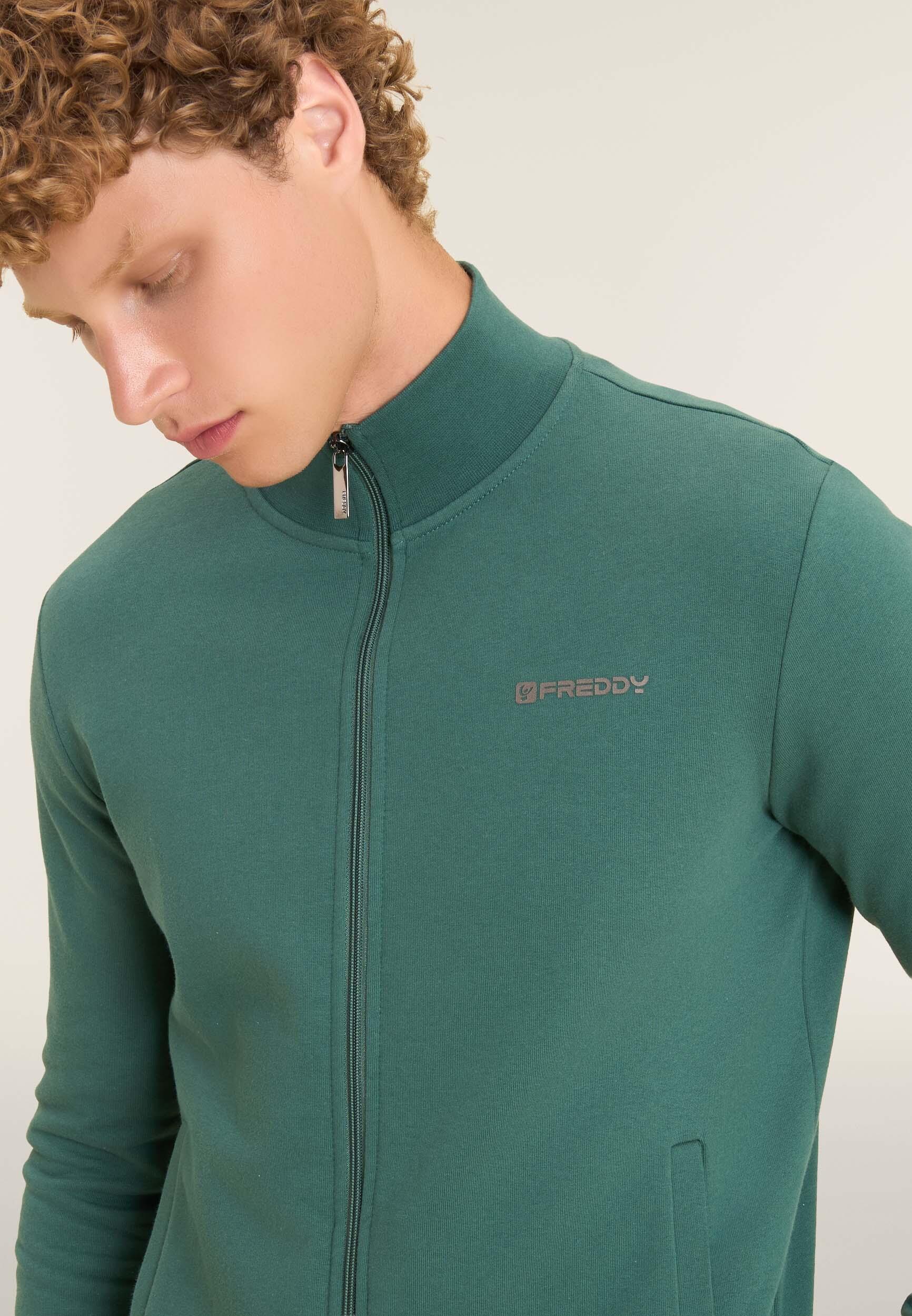 Felpa full zip con collo alto e tasche interne 4/4
