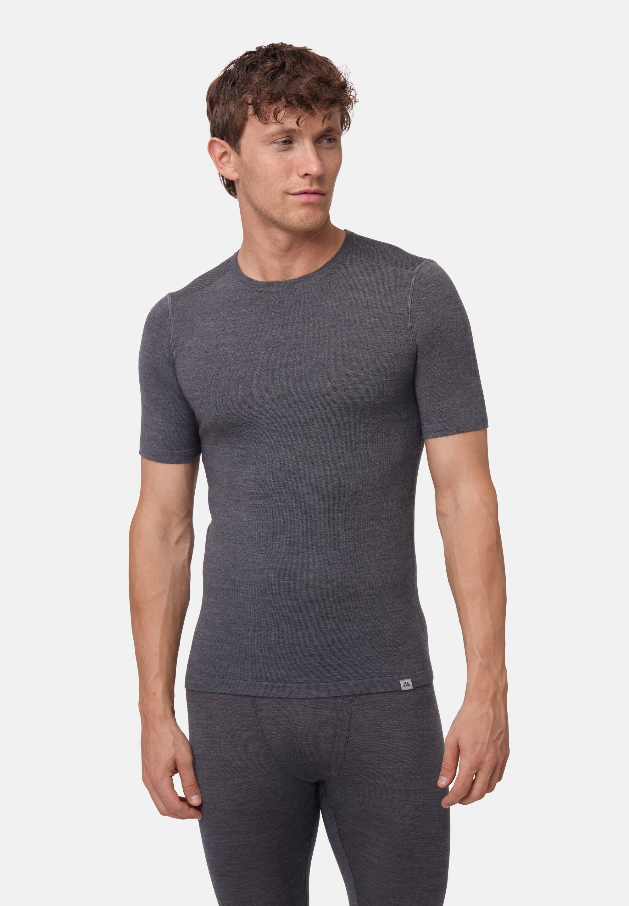 T-shirt térmica de lã merino para homem Capa base suave e respirável 3/6