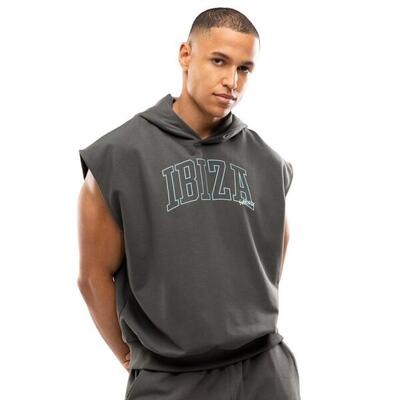 Heren lifestyle mouwloze scuba-hoodie ibz swish gray grijs