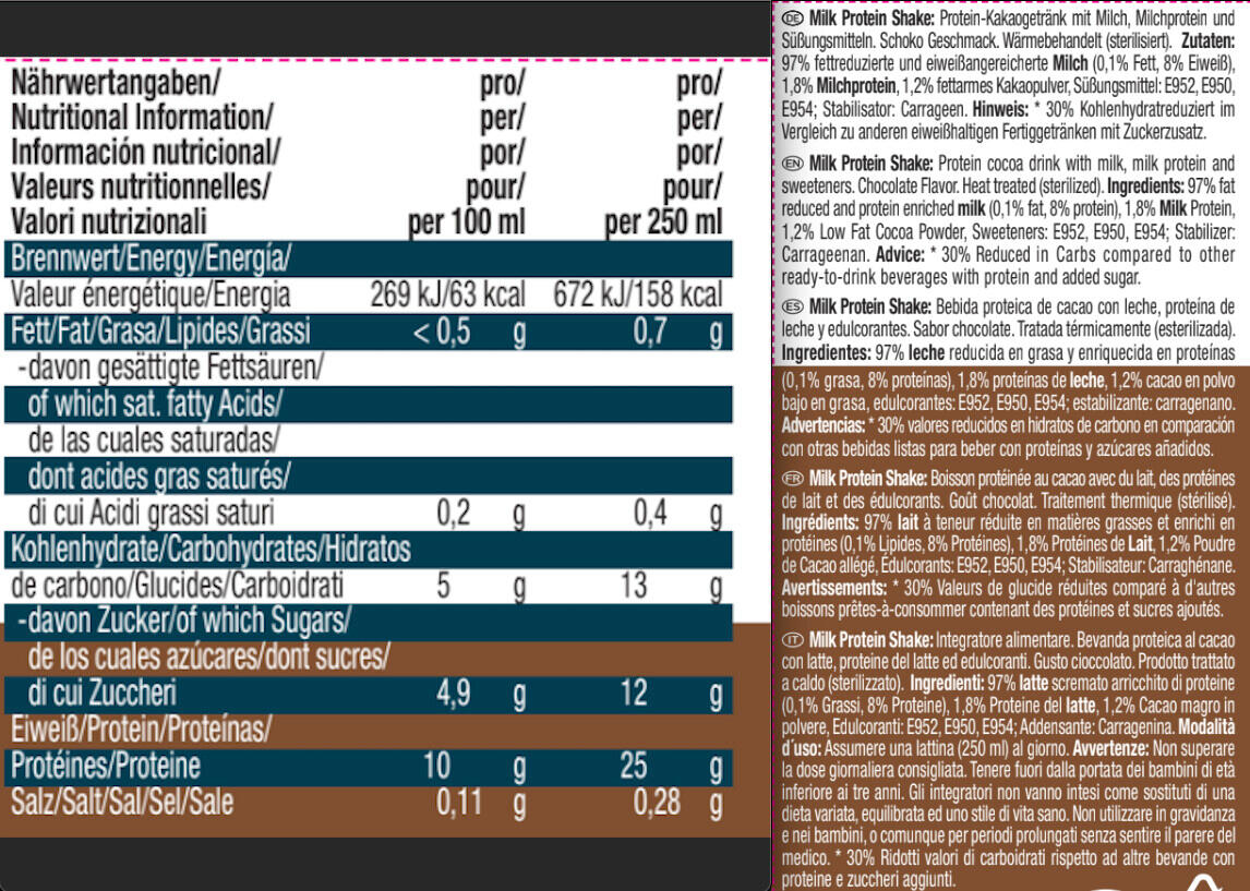 Boissons protéinées - Milk Protein Shake - Chocolat Pack de 12 3/3