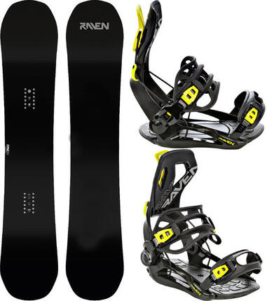 Zestaw Deska snowboardowa Raven Pure Black + Wiązania Raven FT360