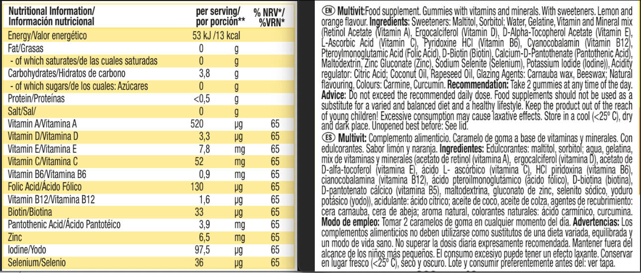 Weider Multivit Gummies (80) Orange & Lemon 3/7