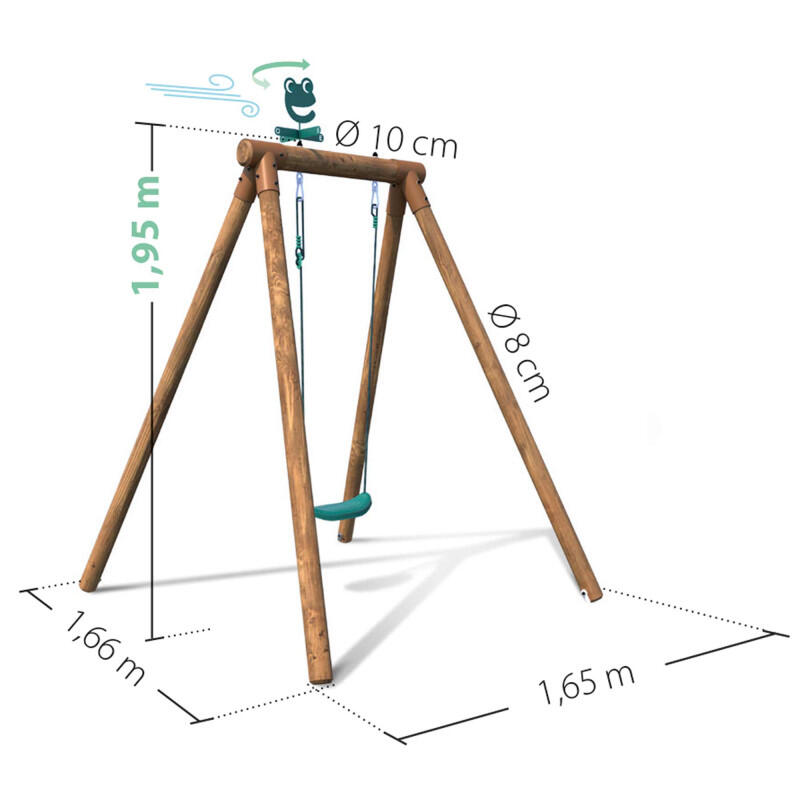Portique simple une place en bois rond HANNA 4/5
