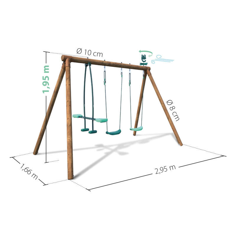 Portique en bois rond 3 agrès avec face à face PACCO 4/5