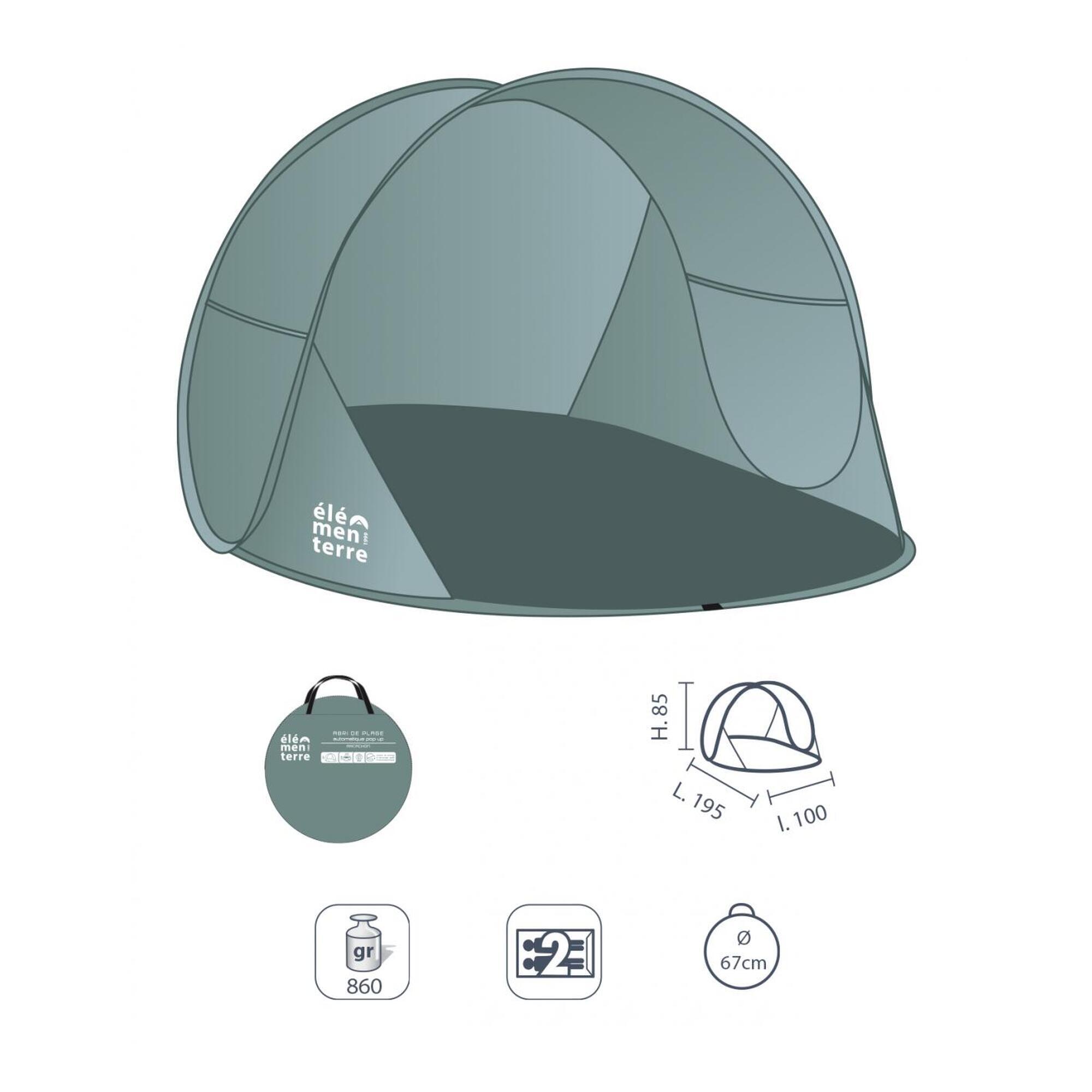 Elementerre - Abri De Plage Elementerre "arcachon" - Tente - Gris - 1 Place - Decathlon