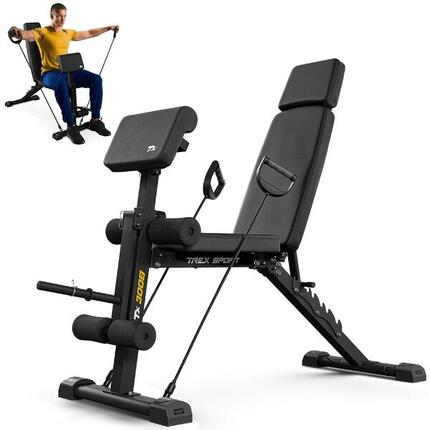 Hantelbank Trex Sport TX-300B mit Curlpult, Beinpresse und Expandern