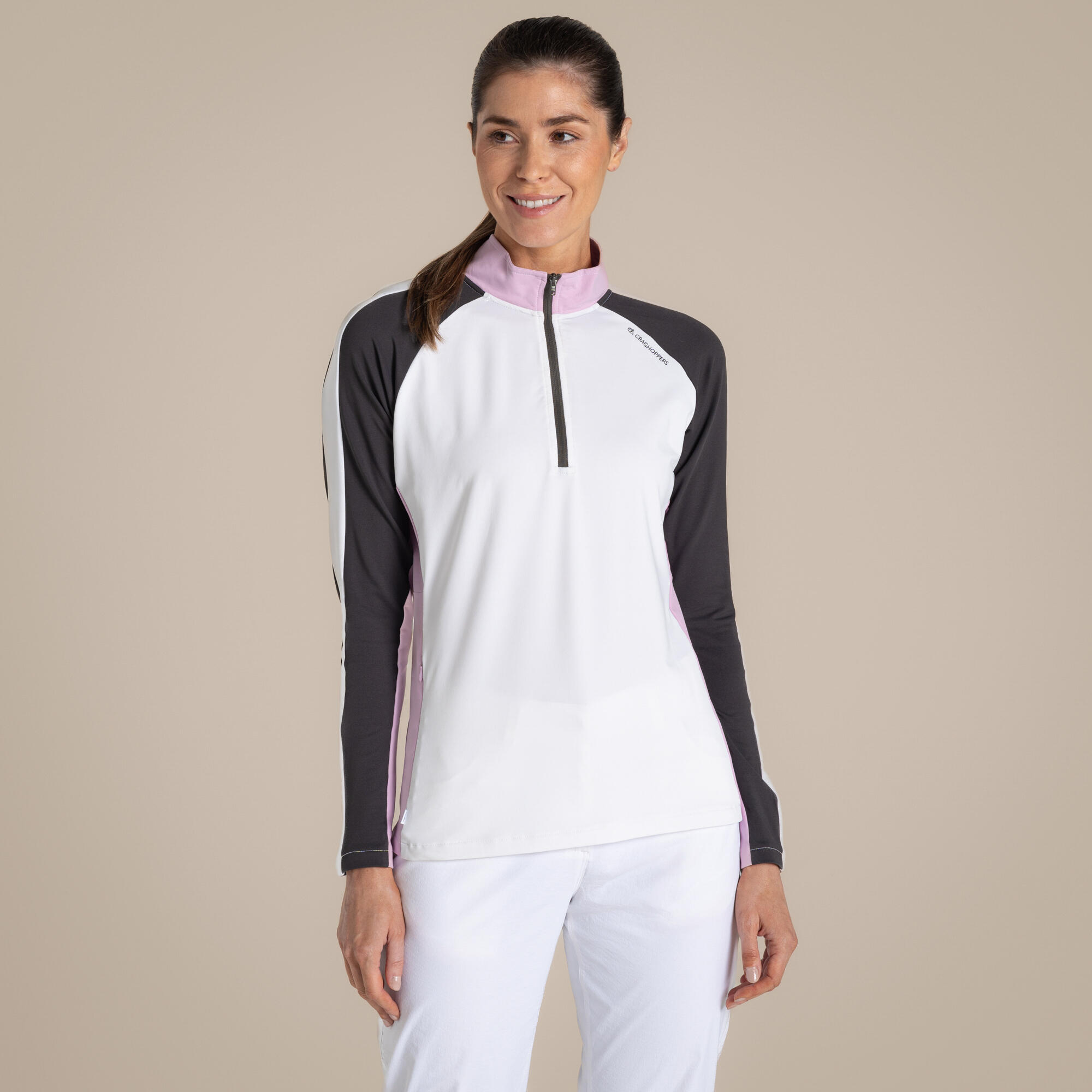 Craghoppers - Golf Pour Femme Nosilife Ivybridge Half Zip Top - T-shirt Manches Longues - Blanc - Decathlon