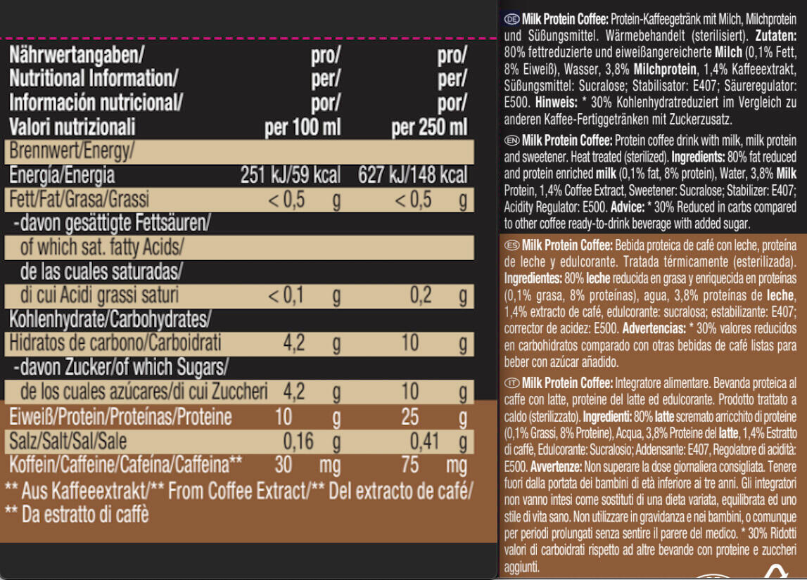 Boissons protéinées - Milk Protein Shake - Café Glacé Latté Pack de 12 3/3