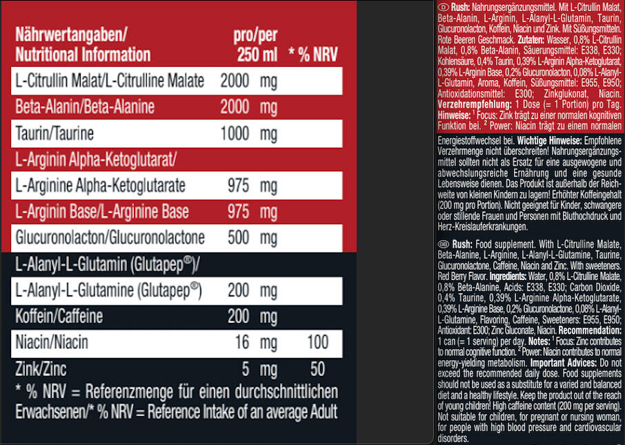 Boissons énergisantes - Rush RTD - Explosion de Baies Pack de 24 3/3