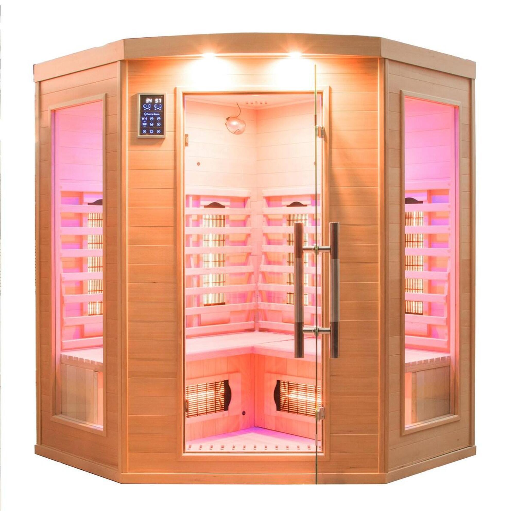 France Sauna - Apollon Quartz 3/4 Pl. – Sauna Infrarouge Design Pour Relaxation Complète - Cabine Infrarouge - Beige|noir - No Size - Decathlon