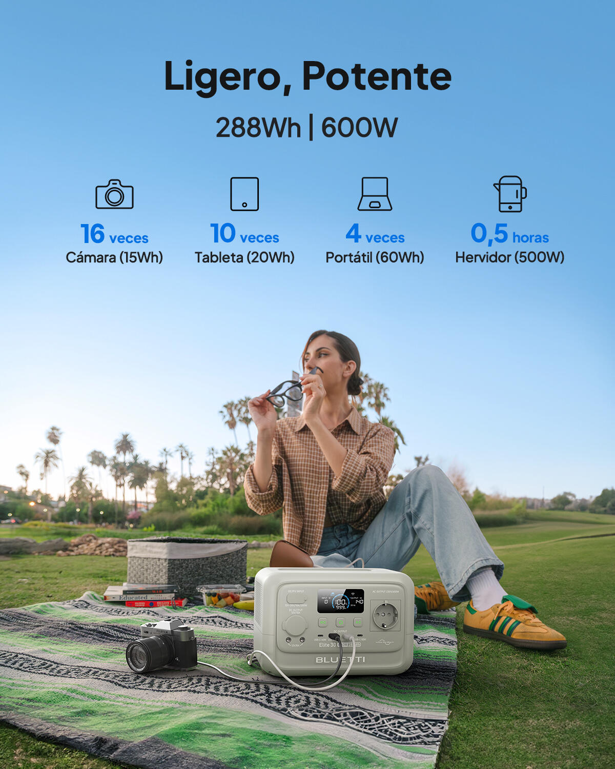 Elite 30V2 288Wh tragbare Powerstation für Outdoor-Camping/Stürme – 99% ERNEUERT 5/7