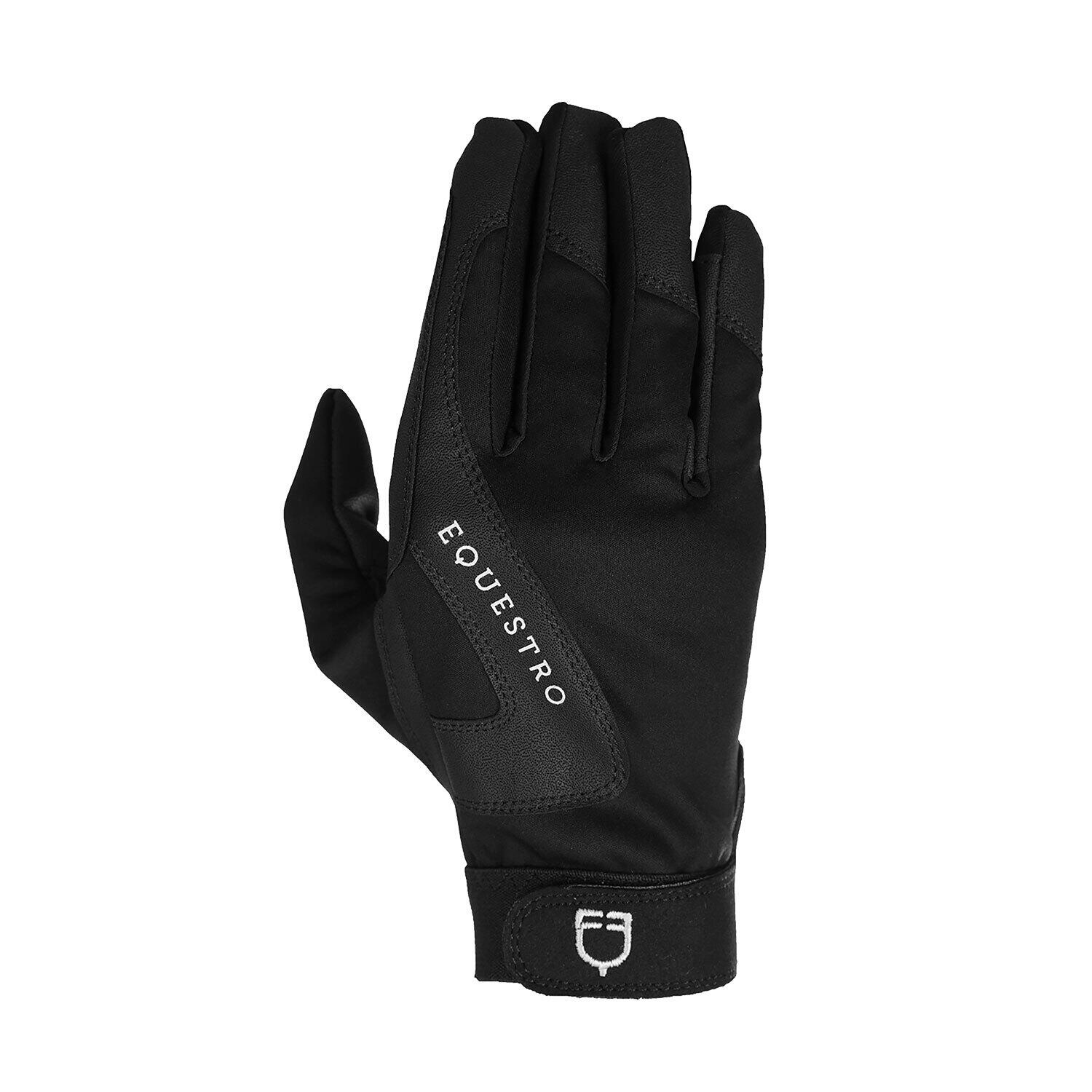Equestro - Gants D'Équitation En Tissu Technique Avec Doublure Polaire Femme Equestro - Gants - Noir - 48 Xl - Decathlon