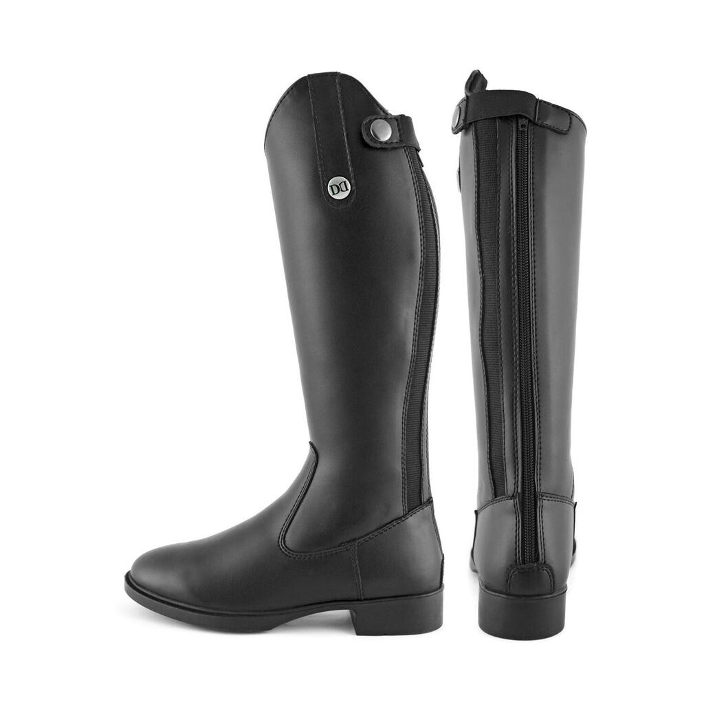 Kids' riding boots in synthetic leather with back zip