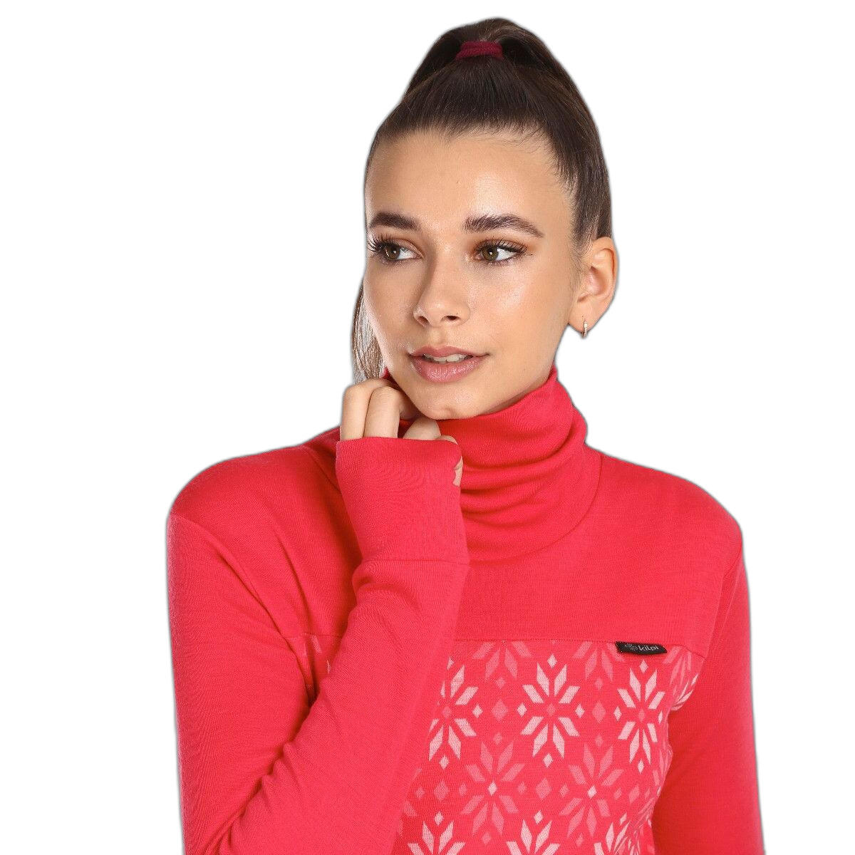 Camiseta térmica interior Mujer 100% lana Merina JANNU-W KILPI rosa 3/4