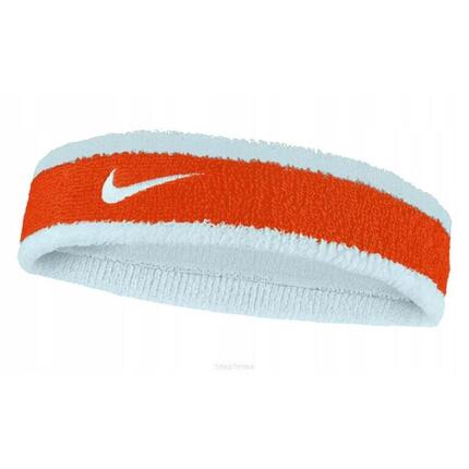Frotka tenisowa na głowę Nike Swoosh Headband biało-pomarańczowa