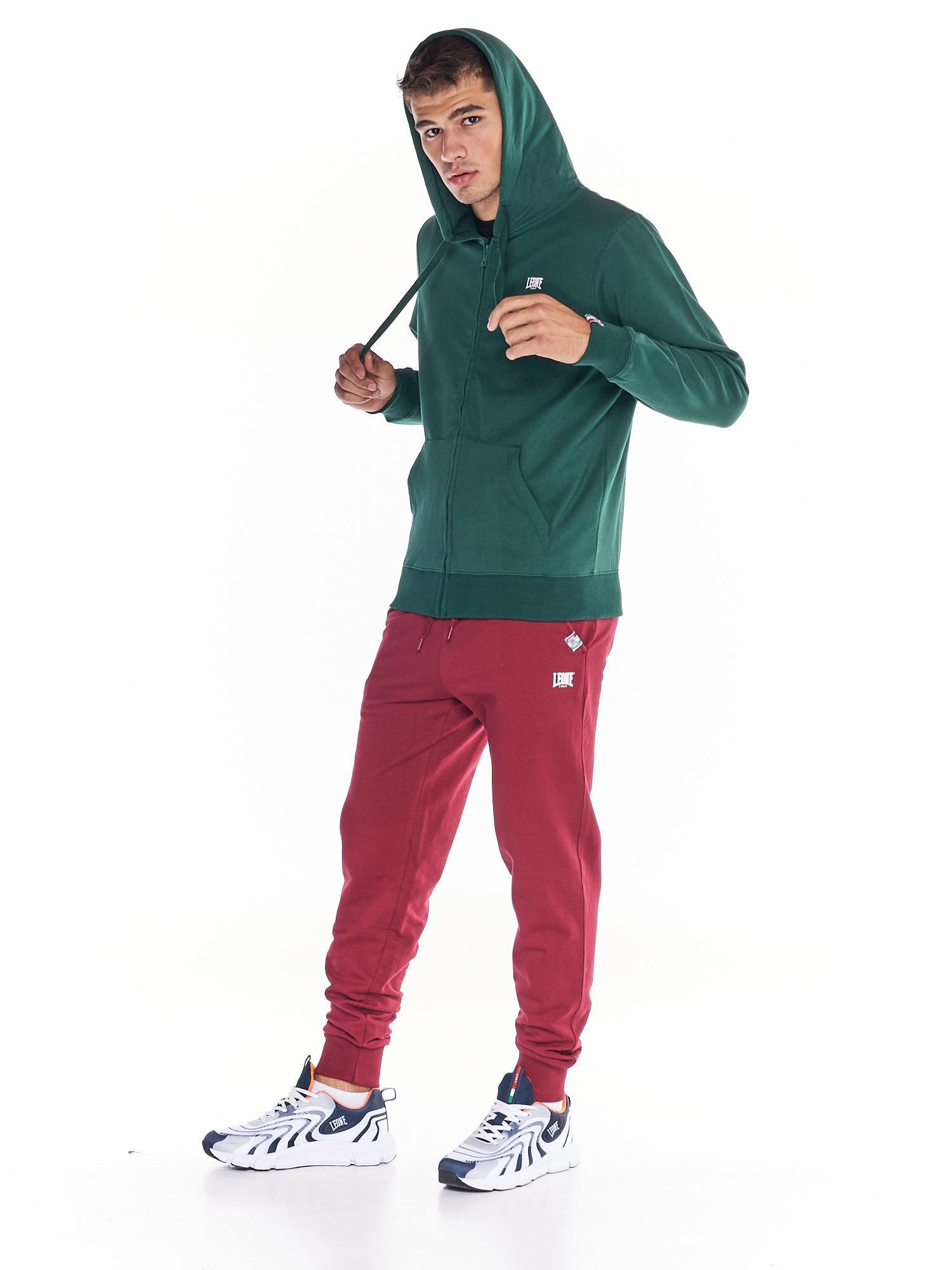 Sudadera de hombre Leone con capucha y cremallera Basic 3/4