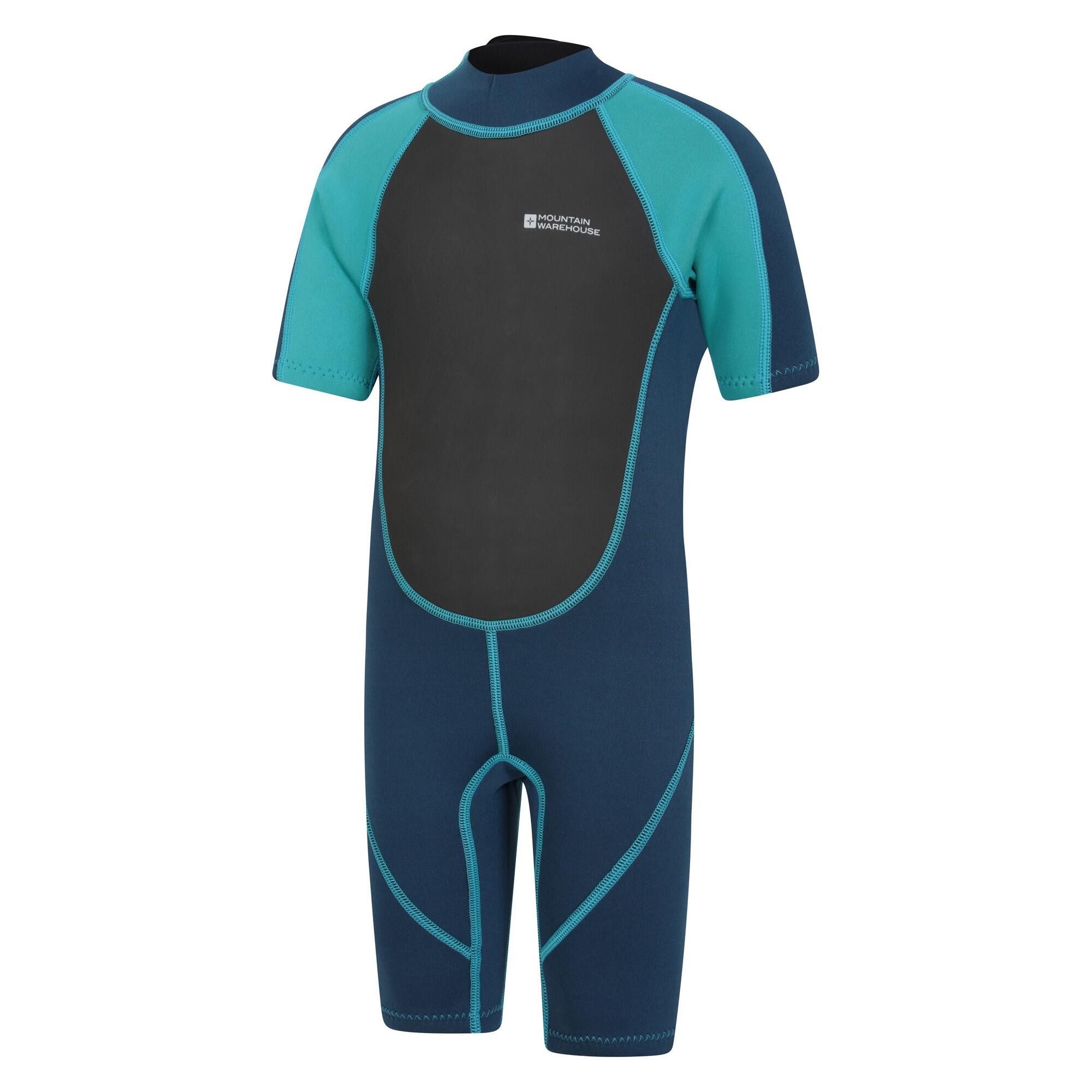 Childrens/Kids Contrast Panel Wetsuit (Teal) 3/4
