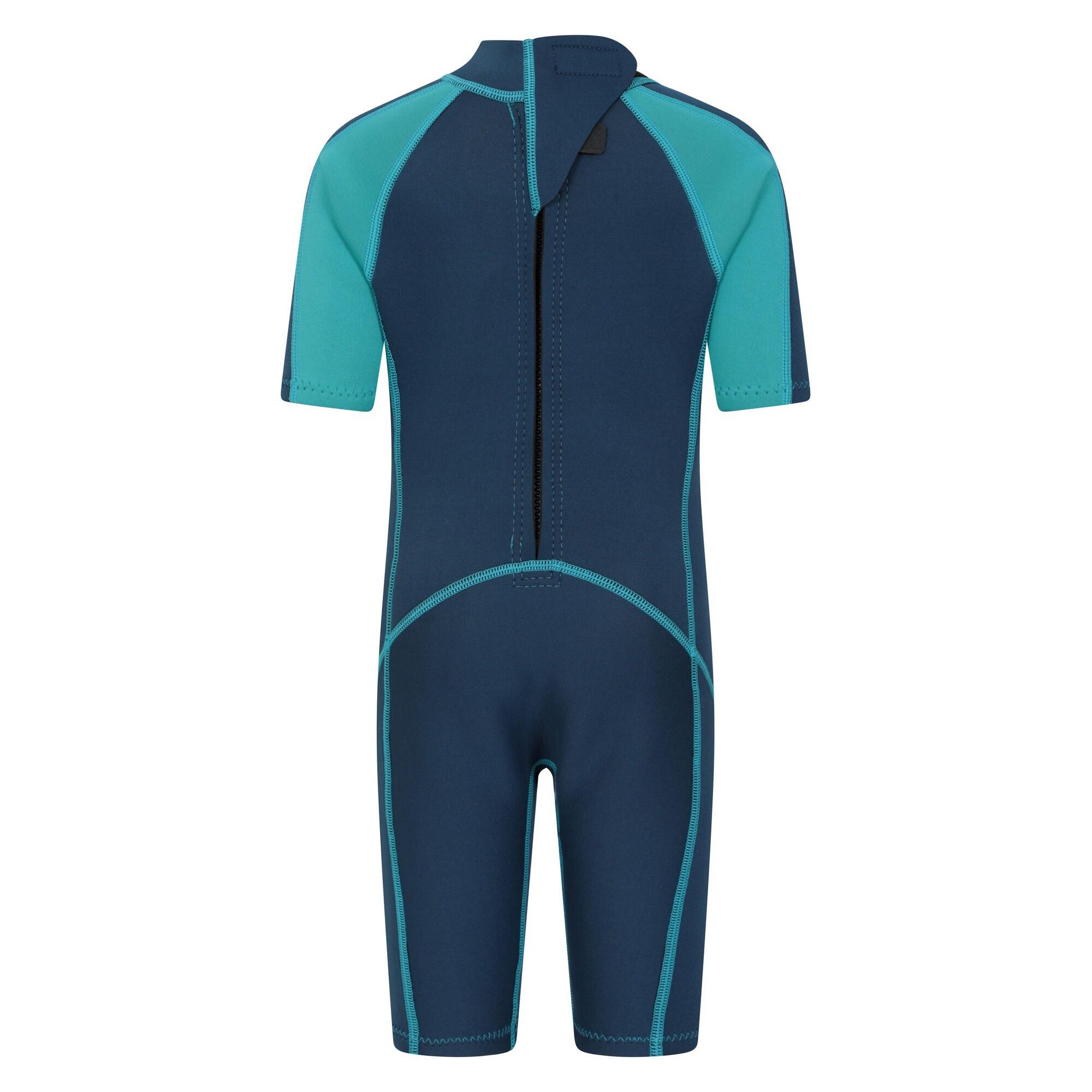 Childrens/Kids Contrast Panel Wetsuit (Teal) 2/4