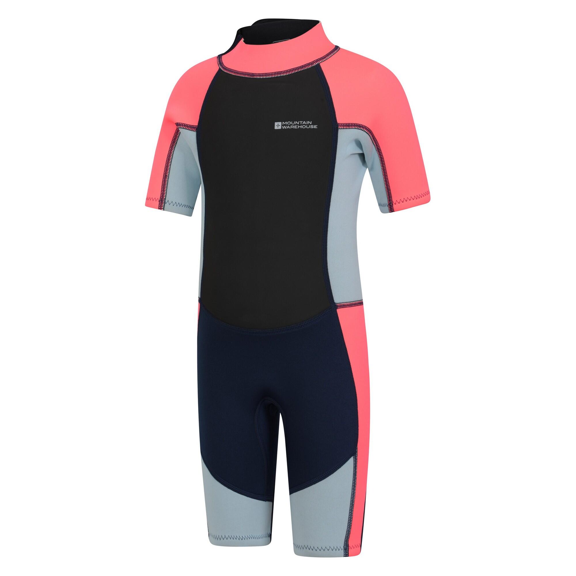 Childrens/Kids Contrast Panel Wetsuit (Fuchsia) 3/4