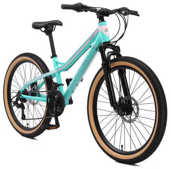 VTT 24" aluminium, vélo enfant 9 ans, semi-rigide, 21 vitesses, frein à disque